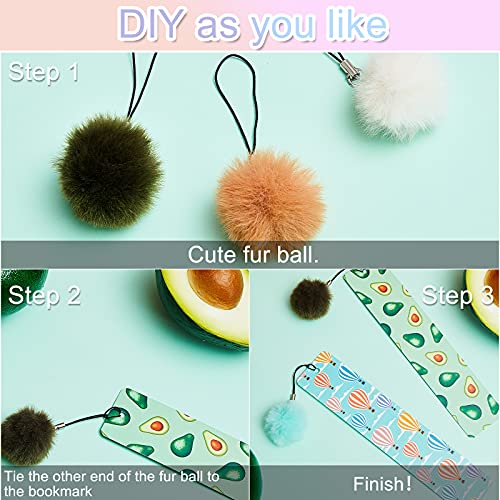 Outus 12 Pcs Cute Bookmarks for Kids with Pom Pom, Girls Page Markers Gift - style: Cute