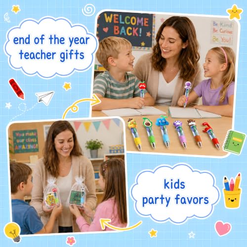 50 Pack Classroom Reward Pens for Students, Cute 4-in-1 Multicolor Retractable Pens, Back to School Gifts, Teacher Appreciation Gifts and Student Prizes - color: Back To School Multicolor