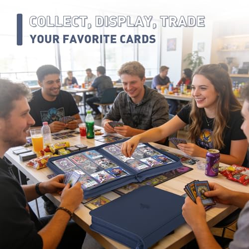 Trading Card Binder 9 Pocket, 360 Pockets Card Collection Binder - color: Navy Blue
