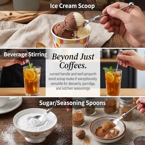 Veemoon Beadable Spoons, 5pcs Stainless Steel Dessert Spoon Stirring Dessert Ice Cream Spoons Teaspoon Powder Sugar Spoons Kitchen Utensils for DIY Craft Project Afternoon Tea Party Favors