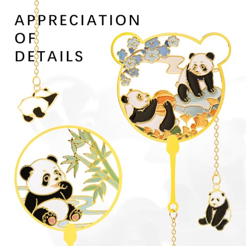 Panda Metal Bookmarks with Tassels, 2-Piece Set for Book Lovers
