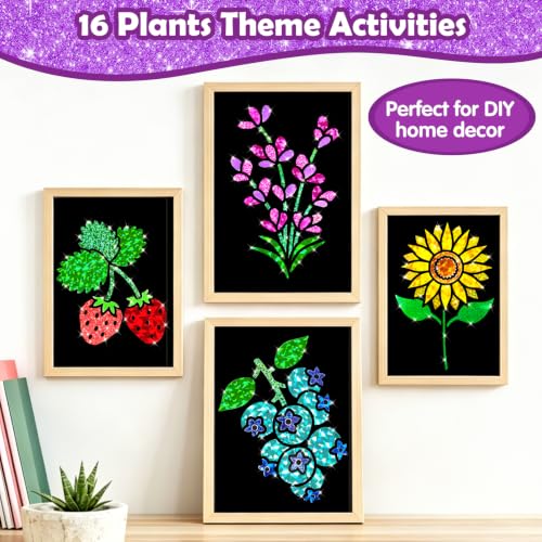 FUNNYB&G Foil Art Craft Kit for Kids, Sparkly Birthday Gift Toy for Girls - style: Plant