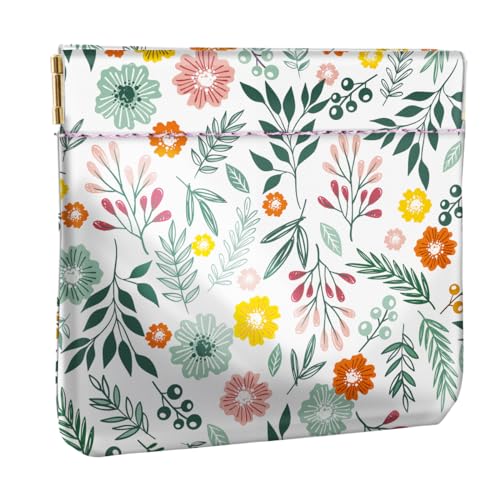 Green Daisy Squeeze Coin Purse Pouch Small Makeup Bag for Purse - color: Green Daisy, size: Small (4.4"x3.85")
