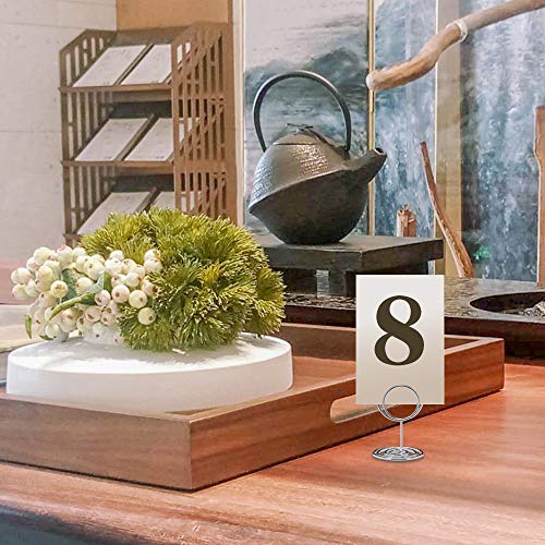 Jofefe 20pcs Mini Place Card Holders, Cute Table Number Holders, Classy Table Card Holder Table Picture Stands, Elegant Wire Photo Holder Menu Memo Clips, Idea for Wedding, Anniversary Party（Silver - color: Silver