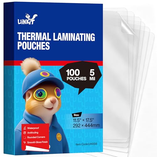 Uinkit 5mil 100 Pack Thermal Laminating Pouches, Menu Size 11.5"x17.5" - color: Glossy, size: 5mil 100 Pack