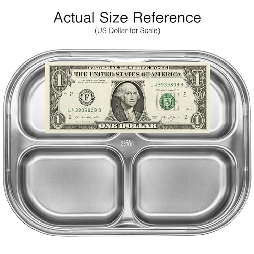 Korean Stainless Steel Divided Plates for Toddlers & Kids, Non-Toxic, 2PK - size: 4 Compartments