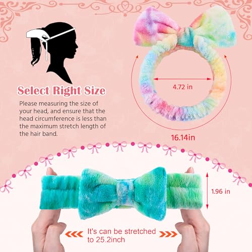 WSYUB Skincare Headband, 6pcs, Tie Dye Color, Soft Coral Fleece, Elastic, Washable, Reusable, For Women, Girls, Facial Makeup, Shower, Exercise, Party Gift - color: Gradient Purple,Pink, White,Green, Candy and Light Purple
