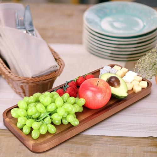 16" x 6.5" Large Wooden Serving Trays Long charcuterie Boards Rectangle Serving Platter for Cookie, Dessert, Food Dish Decorative Dinner Kitchen Tray Rectangle Cheese Board Snack Appetizer Plates - size: 16" × 6.5" × 0.8"