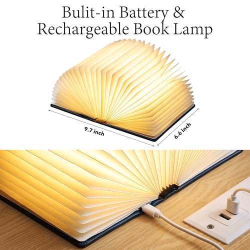 Uniwolk Book Lovers Gifts BookLamp - 5 Color Lights, 1200mah Battery, Foldable Paper Lamp as Book Decor & Accessories, Hot Foil Cover Design, Unique Gifts for Women or Friends & Christmas