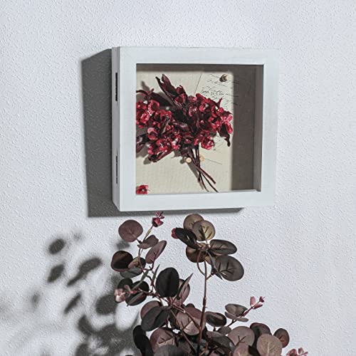 Freezing point Shadow Box Frame 8x8 Shadow Boxes Display Case with Linen Back Memorabilia Awards Medals Bouquet Photos Picture Badge Wedding Memory Box for Keepsakes White Small Pin Board White - color: White, size: 8×8