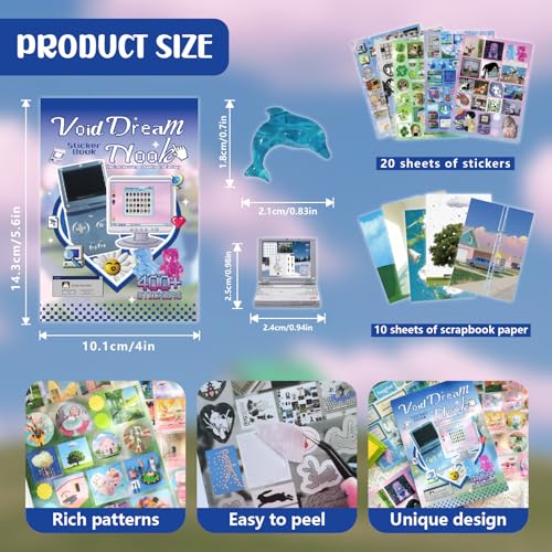 Vintage Y2K Aesthetics Sticker Book, 30 Sheets 400+ Pcs Scrapbook Stickers - color: Blue Y2k