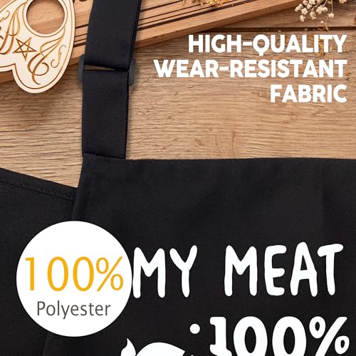 Funny Aprons for Men with 2 Pockets, Cooking Apron for Dad, Gag Gifts for Men, Adjustable BBQ Grilling Apron for Husband, Chef Kitchen Gifts for Birthday & Father’s Day - A07 - color: My Meat is 100% Going in Your Mouth