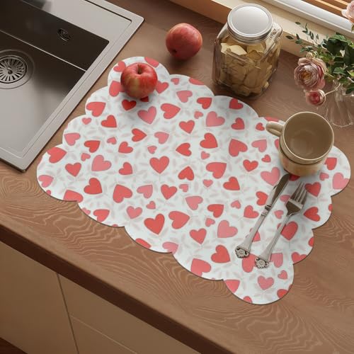 Vinyl Placemats Set of 4-12x17 Inch - Heat Resistant Washable Place Mats Waterproof Non-Slip Wipeable Table Mats for Dining Table Decor, Indoor/Outdoor Plastic Love Mat. - color: Love-1