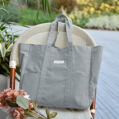HOMESPON Large Canvas Tote Bag, Magnetic Work Laptop Pack for Women - color: Grey