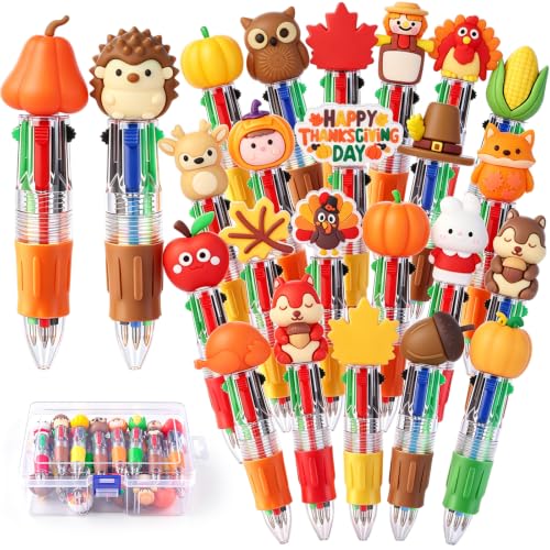 24PCS Thanksgiving Pens Fun Cute Autumn 4-in-1 Multicolor Gift Pens - style: Thanksgiving-24pcs