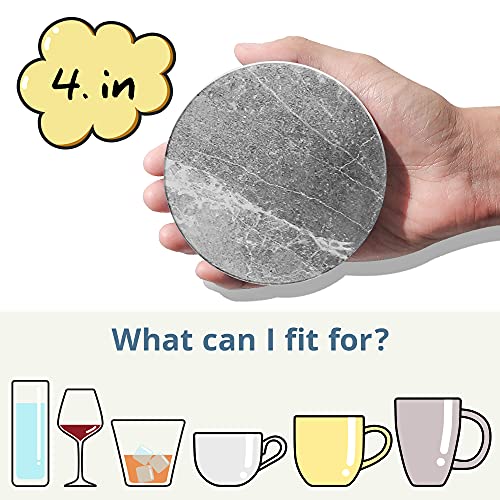 LIFVER Coasters for Drinks Absorbent, Living Room Decor, Ceramic Coasters Set of 6 with Cork Base, Protect Wooden Table or Furniture from Scratched, Drink Coasters with Holder - Grey - color: Cement Marble, size: 6 Pack