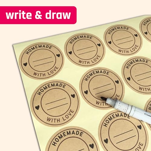 300 Pieces, Homemade with Love Stickers, Canning Jar Labels to Write On - size: 300 Pieces