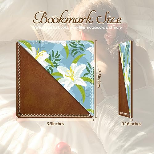 Personalized Leather Bookmarks, Fun & Cute Book Accessories for Reading Lovers, Unbreakable Page Markers for Women Men Girls Boys Student Teacher Kids Retirement Birthday Gifts (White Lily) - color: White Lily