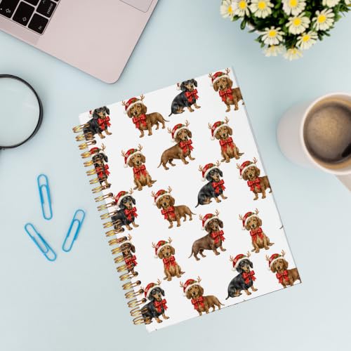 VNWEK Christmas Dachshund Spiral Notebook Journal 5.5x8.3 Inch - color: Christmas Dachshund
