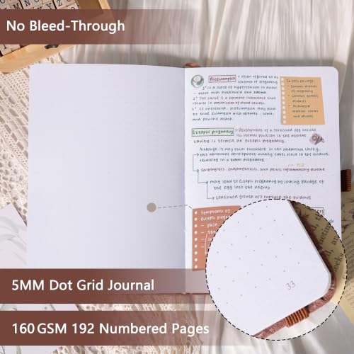 TIEFOSSI Dotted Journal for Women, A5 Dotted Grid Notebook for Writing - color: Coffee, size: Dotted