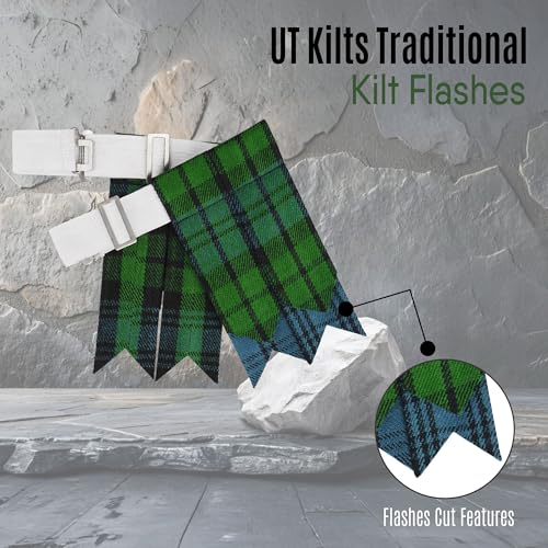 EZE Kilt Flashes for Men with Heavy Buckle Adjusters, Plain & Tartan Kilt Sock Flashes Acrylic Wool - color: Campbell Ancient
