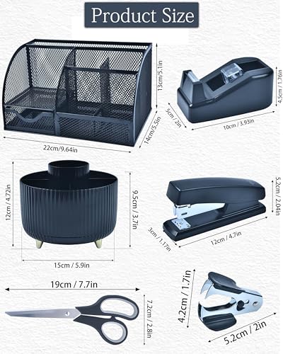 LXEVIHK Black Desk Accessories 21-Piece Office Supplies Gift Set - color: black