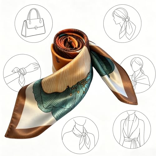 Silk Like Square Scarf for Women Men 27.5" - color: Ginkgo Yellow