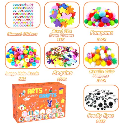 VLUSSO DIY Arts and Crafts Supplies Kit Materials Set for Kids and Toddlers - size: 2000pcs-1