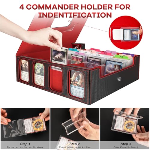 Gomyrod 4 Row 3200+ Trading Card Storage with Commander Display [US Patent] - color: Black/Red, size: 3200+