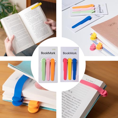 12Pcs Automatic Bookmark, Smart Marks for Reading Women Men Kids, Silicone Bookmarks for Book Lovers, Unique Markers for Reading Clip Page Holder Accessories - color: 12pcs Colorful Bookmark
