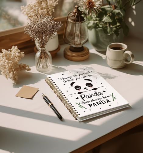 Panda Notebooks For Women-Cute Journal For Pandas lover Men Friends Girls Gifts,Always Be Yourself College Ruled Lined Gold Spiral Bound Hardcover,Classroom Office Supplies,5.8"x8.3" - color: Be a panda