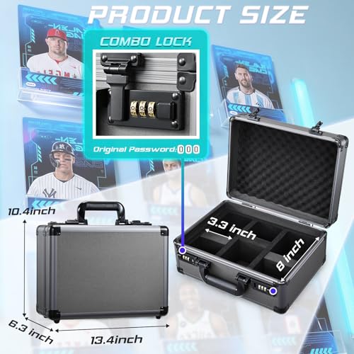 Graded Card Storage Box, Trading Cards Case Storage, Toploader Card Storage Cases for Sports Cards Storage, Baseball Cards Case for 99+ Slabs or 350+ Toploaders, Metal Grey - color: Metal Grey