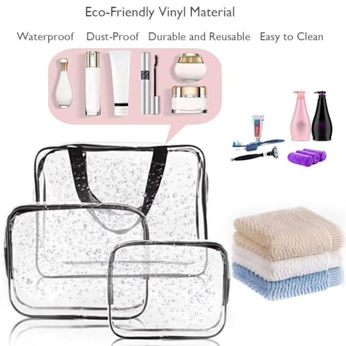 APREUTY 6 Packs Clear Makeup Bags, TSA Approved Toiletry Bags Set, Black - color: Black-6PCS (Large+Medium+Small)