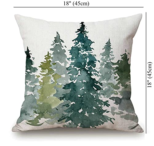 Solekla Throw Pillow Case Watercolor Grey Fir Trees Forest Cotton Linen Square Cushion Cover Standard Pillowcase for Men Women Kids Home Decorative Sofa Armchair Bedroom Livingroom 18 x 18 inch - color: Sl219