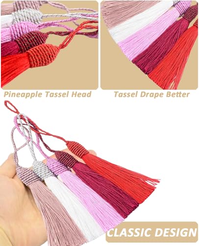 50 Pieces Tassel Bookmark with Loop,Tassels for Crafts,Decorative Tassel for Keychain Jewelry Making Curtain Blanket Graduation Decoration Wedding Favors (Red) - color: Red
