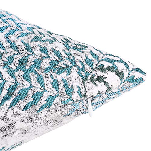 Yeiotsy Pack of 2 Nordic Style Decorative Throw Pillow Covers for Sofa Bed Card Chair Geometric Cushion Cases Jacquard Chenille (Teal Fern, 18 X 18 Inches) - color: Teal Fern