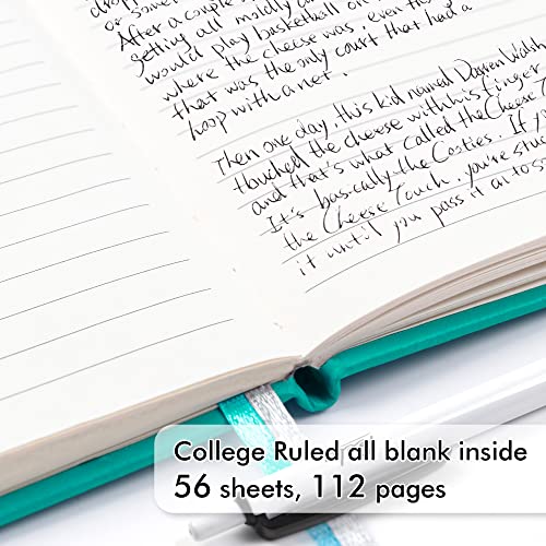 feela 3 Pack Pocket Small Notebook Journals, Mini Cute Memo Notepad Hardcover College Ruled Lined Journals with Pen Holder for Women Girls Office School, with 3 Black Pens, 3.5”x 5.5”, A6, Aqua - color: 3 Aqua