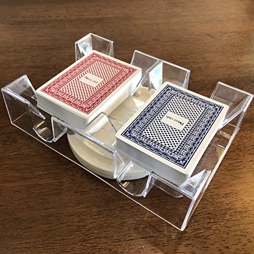 Yuanhe 2 Deck Rotating-Revolving Playing Card Tray, Card Holder - size: 7.24(L) x 5(W) x 2(H) inches