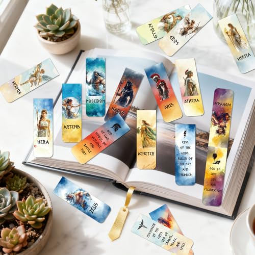 Greek Mythology Magnetic Bookmark Gift - Wxiben 30 Pcs Olympians Gods Bookmarks for Reading Ancient Greek Olympians Book Marks Page Magnets Marker Clip Gift for Book Lovers Students Teacher Bookish - style: Olympians Gods