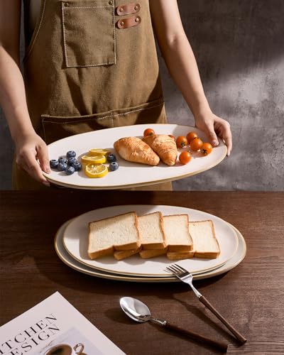 famiware Serving Platters Set of 3 Sizes - Oval, Matte White - color: Matte White