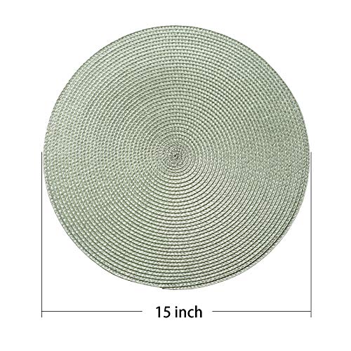 AHHFSMEI Round Placemats Set of 4 Heat Resistant Washable Non-Slip Woven Braided Table Mats for Dining Table Kitchen & Home Decor (Sage Green,4) - color: Sage Green, size: Set of 4