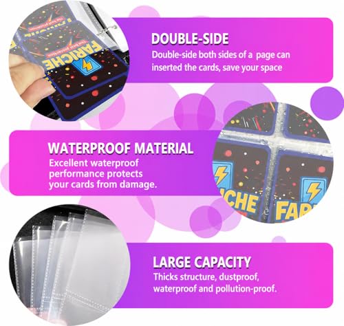 Trading Card Binder for TCG Cards, 9-Pocket Portable Card Collector Ablum Holder Book Fits 900 Cards with 50 Removable Sleeve, Waterproof Card Binder Display Storage Carrying Cases for TCG-Purple - color: Purple-900 Cards