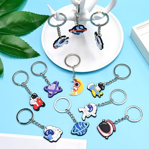 Cute Keychains Bulk, Keychain Charms Key Chain Trinkets Backpack Charms Accessories Keyring for Classroom Prizes - color: Astronaut-100pcs