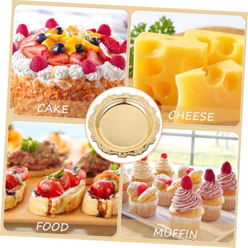 Golden Iron Jewelry Dish Tray for Desserts, Party Entertaining - color: Golden