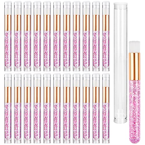 TUZAZO 40 PCS Pink Lash Shampoo Brushes with Travel Tubes - style: 20 Brushes + 20 Tubes, Pink