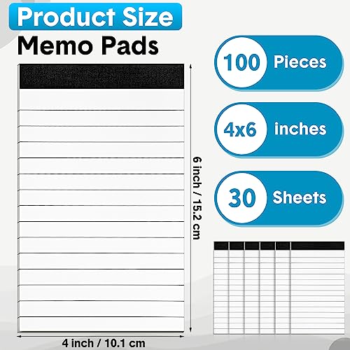 PerKoop 100 Pack Small Note Pads 4 x 6 Inch Lined Notepad Mini Memo Legal Pads with 30 Sheets Refills for Taking Notes Office School Supplies - size: 4 x 6 Inch