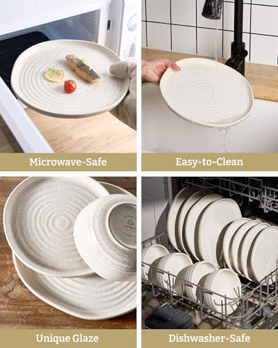 Famiware Pluto 12-Piece Stoneware Dinnerware Set, Matte Beige White - color: Beige White Matte, size: Service for 4 (Standard Dinner Set)