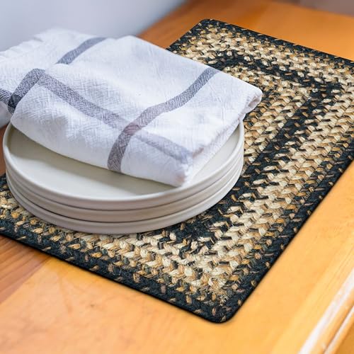 Homespice Kilimanjaro Jute Braided Table Mats, Rect 10x15 Set of 4 - color: Kilimanjaro
