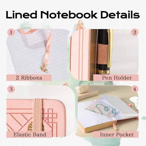 TIEFOSSI A5 Lined Journal Notebook 316 Pages for Women & Men - color: Pink, size: A5-Lined