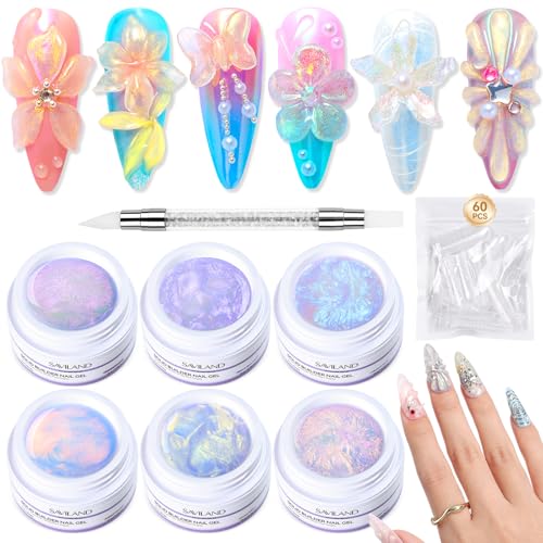 SAVILAND Non-Sticky Solid Builder Nail Kit 6PCS Aurora Colors - size: 7pcs